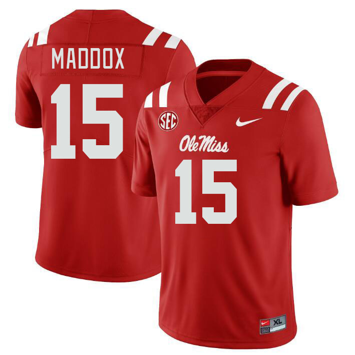 Men #15 AJ Maddox Ole Miss Rebels College Football Jerseys Stitched-Red